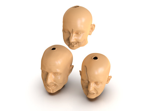 Family Zombie Heads 3D Print Model