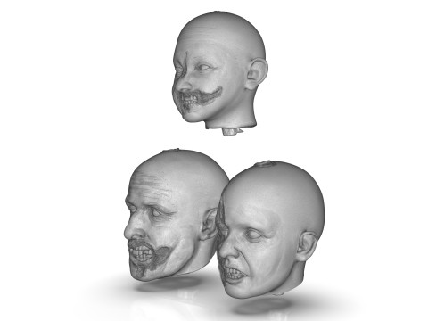 Family Zombie Heads 3D Print Model