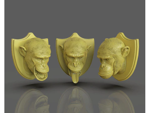 Trof&eacute;us de ca&ccedil;a ao chimpanz&eacute; Modelo de Impressão 3D