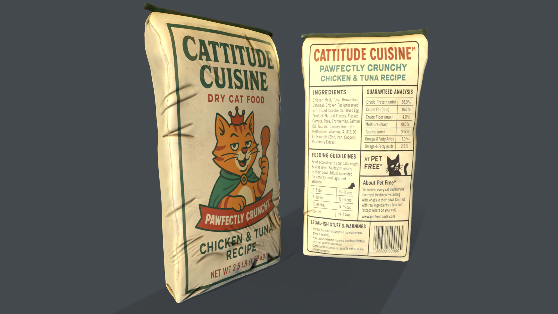 Cat Food Bag 3D Model .c4d .max .obj .3ds .fbx .stl .blend