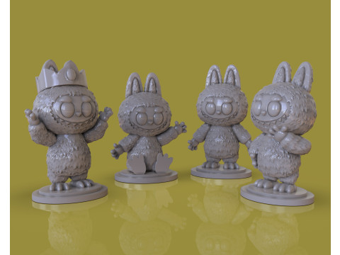 4 Labubu-Skulpturen 3D Modell