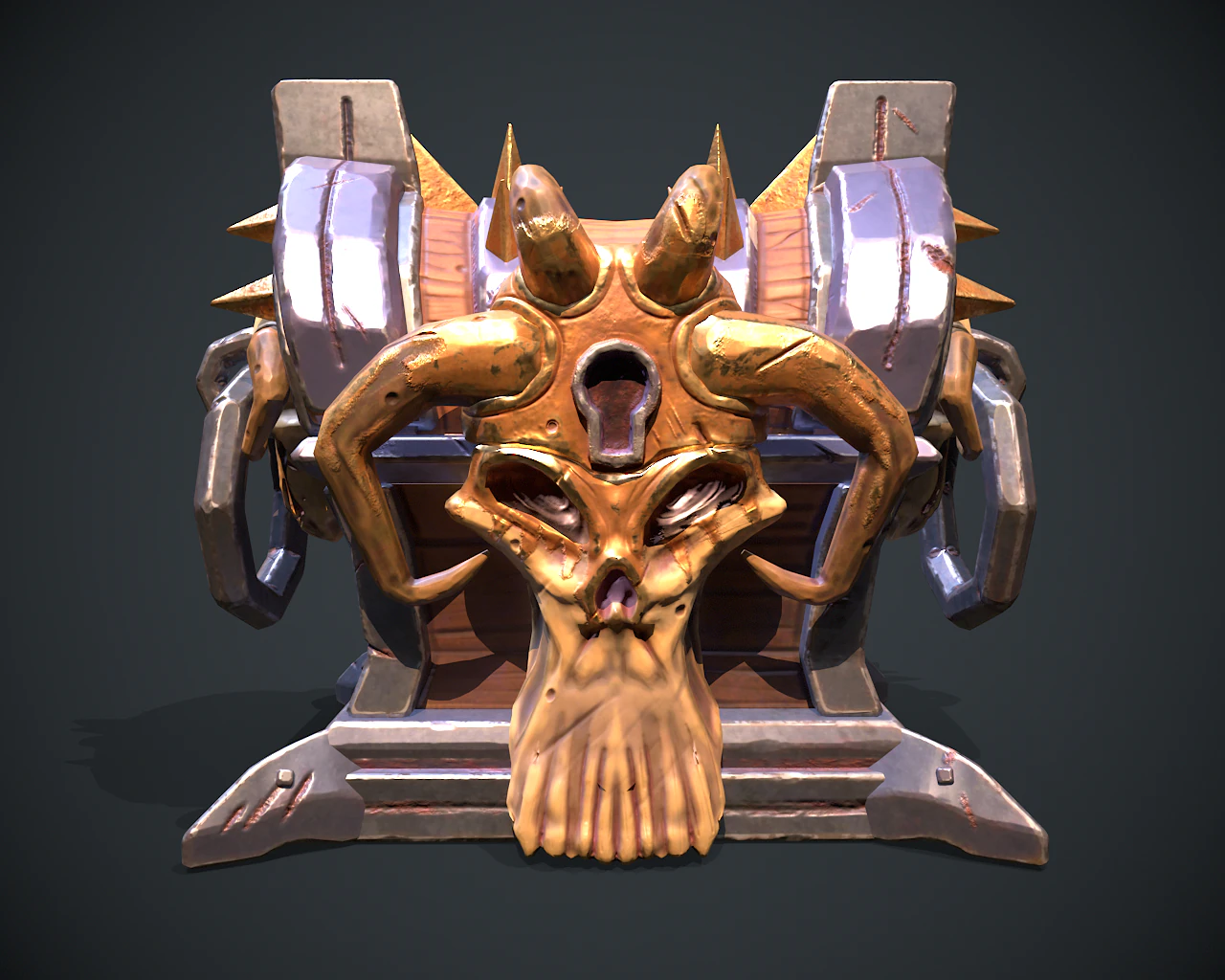 Stylized Demon Chest 3D Model .c4d .max .obj .3ds .fbx .stl .blend 