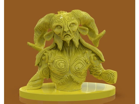 Stylized Pans Bust Sculpture 3D Print Model