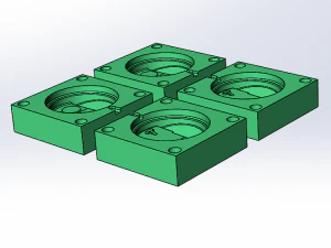 Formwerkzeugdesign, 4 Kavit&auml;ten, zwei Platten, 3D-Modell 3D Modell
