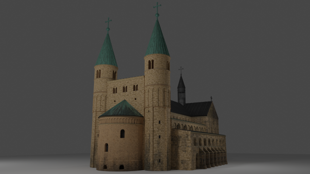 the german church of saint cyriakus 3D Модель .c4d .max .obj .3ds .fbx .stl .blend 