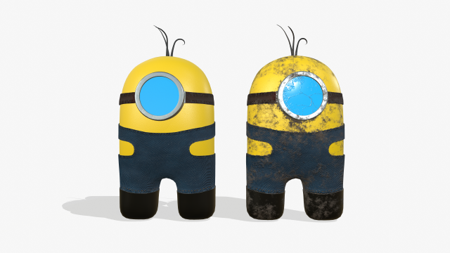 among us in the style of minion Modelo 3D .c4d .max .obj .3ds .fbx .stl .blend 