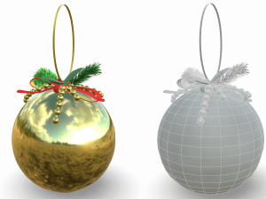 christmas toy ball with decorations 3D Модель