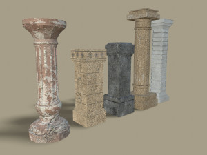 set of old columns and pillars 3D Model