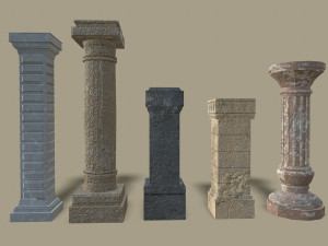 set of old columns and pillars 3D Model