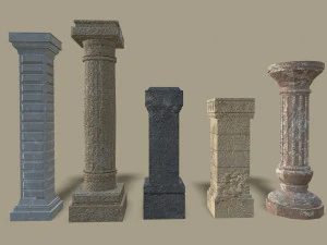 zestaw starych kolumn i filar&oacute;w Model 3D