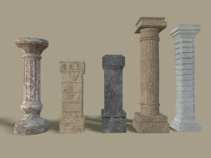 set of old columns and pillars 3D Model