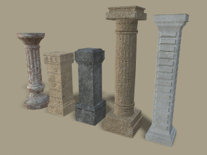 set of old columns and pillars 3D Model