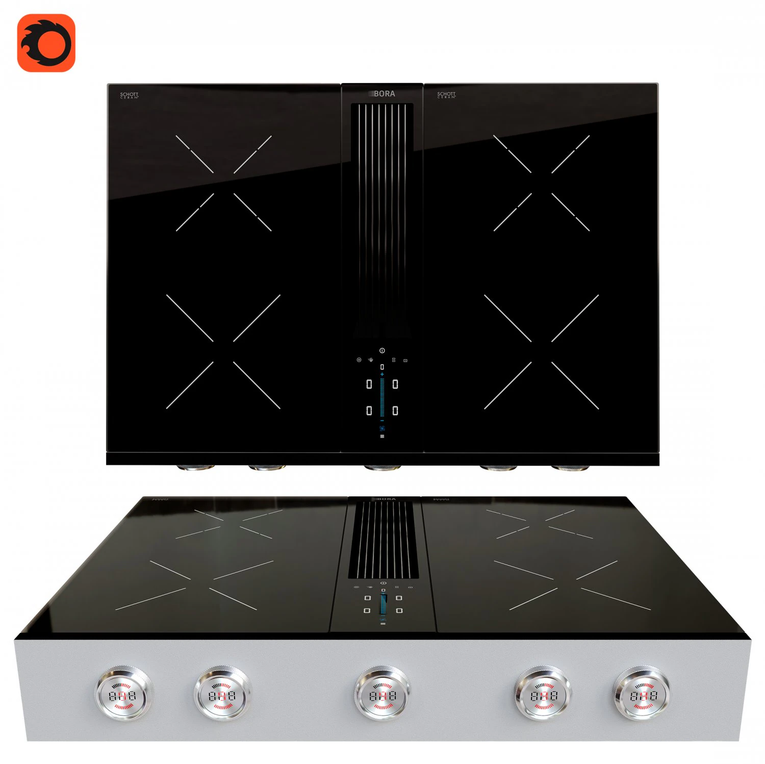 bora pro induction hob with integrated cooker hood 3D Model .c4d .max .obj .3ds .fbx .stl .blend 