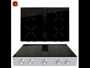 bora pro inductiekookplaat met ge&iuml;ntegreerde afzuigkap 3D Model