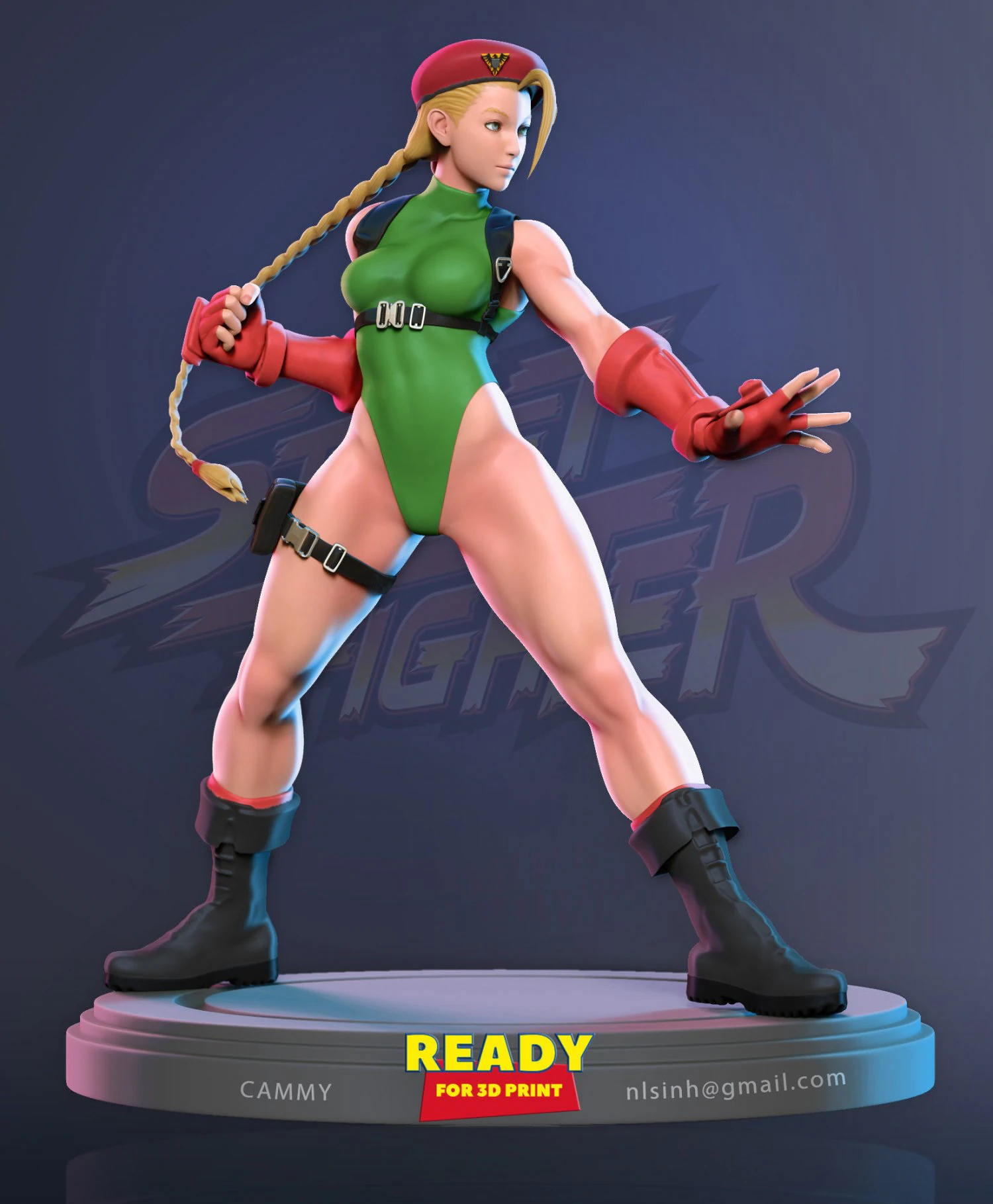 cammy - street fighter fanart - figure printable 3D Print Model .c4d .max .obj .3ds .fbx .stl .blend 