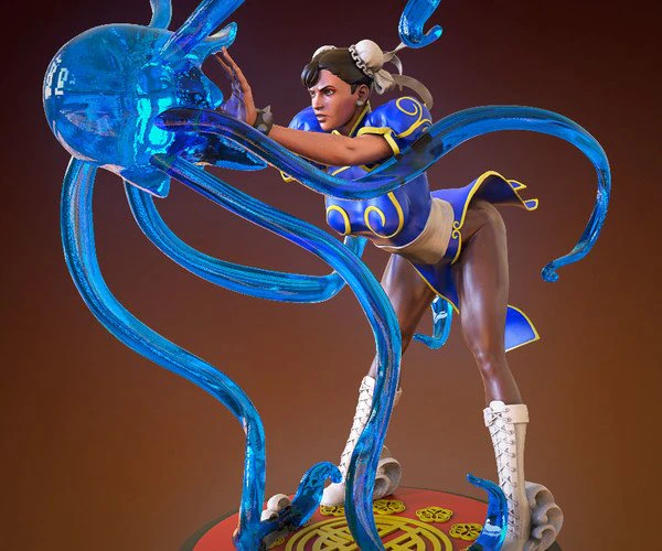chun-li - street fighter figure printable 3D Print Model .c4d .max .obj .3ds .fbx .stl .blend 