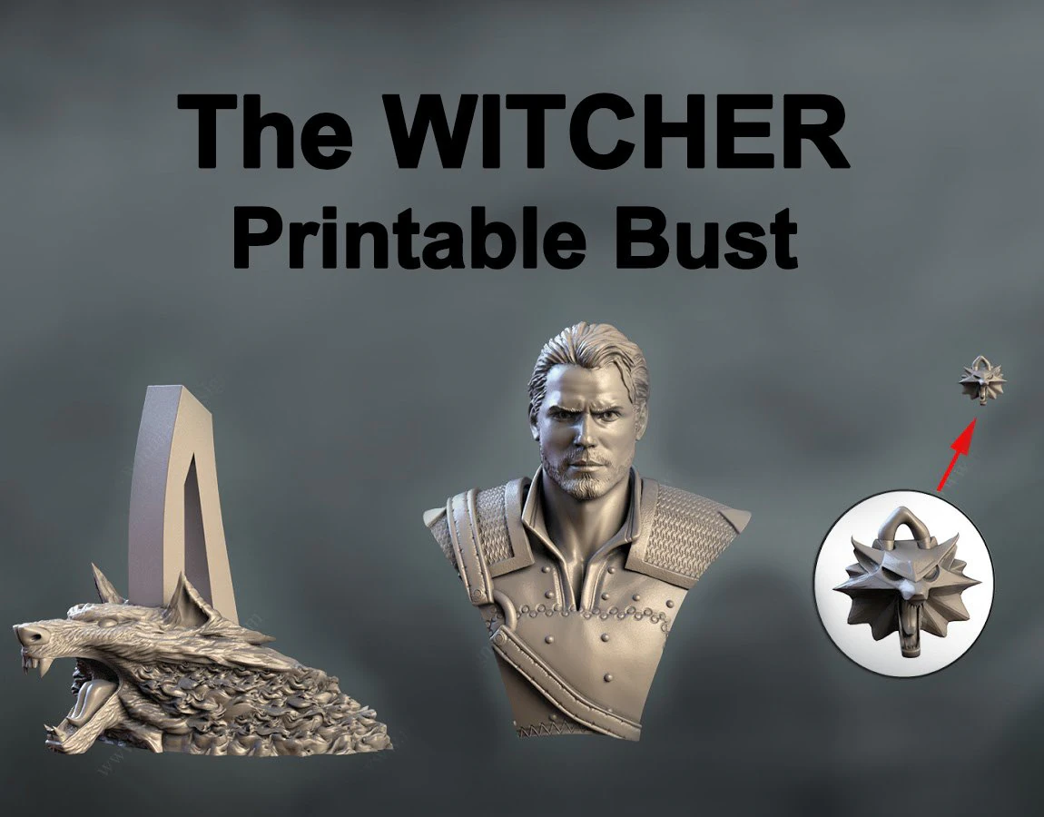 the witcher - 3d printable bust 3D Print Model .c4d .max .obj .3ds .fbx .stl .blend 