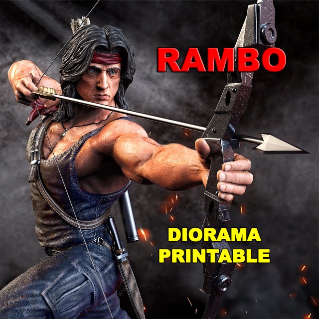 rambo - 3d diorama printable 3D 프린트 모델 .c4d .max .obj .3ds .fbx .stl .blend 