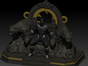 black panther on throne - diorama printable Modelo de impresión 3D
