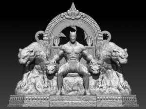 black panther on throne - diorama printable 3D प्रिंट मॉडल