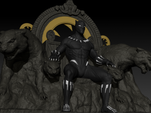 black panther on throne - diorama printable 3D प्रिंट मॉडल