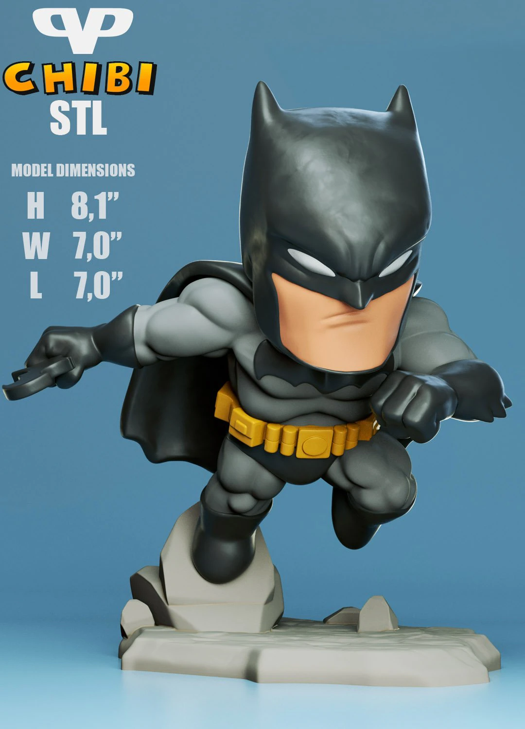 batman chibi - figure printable 3D Print Model .c4d .max .obj .3ds .fbx .stl .blend 