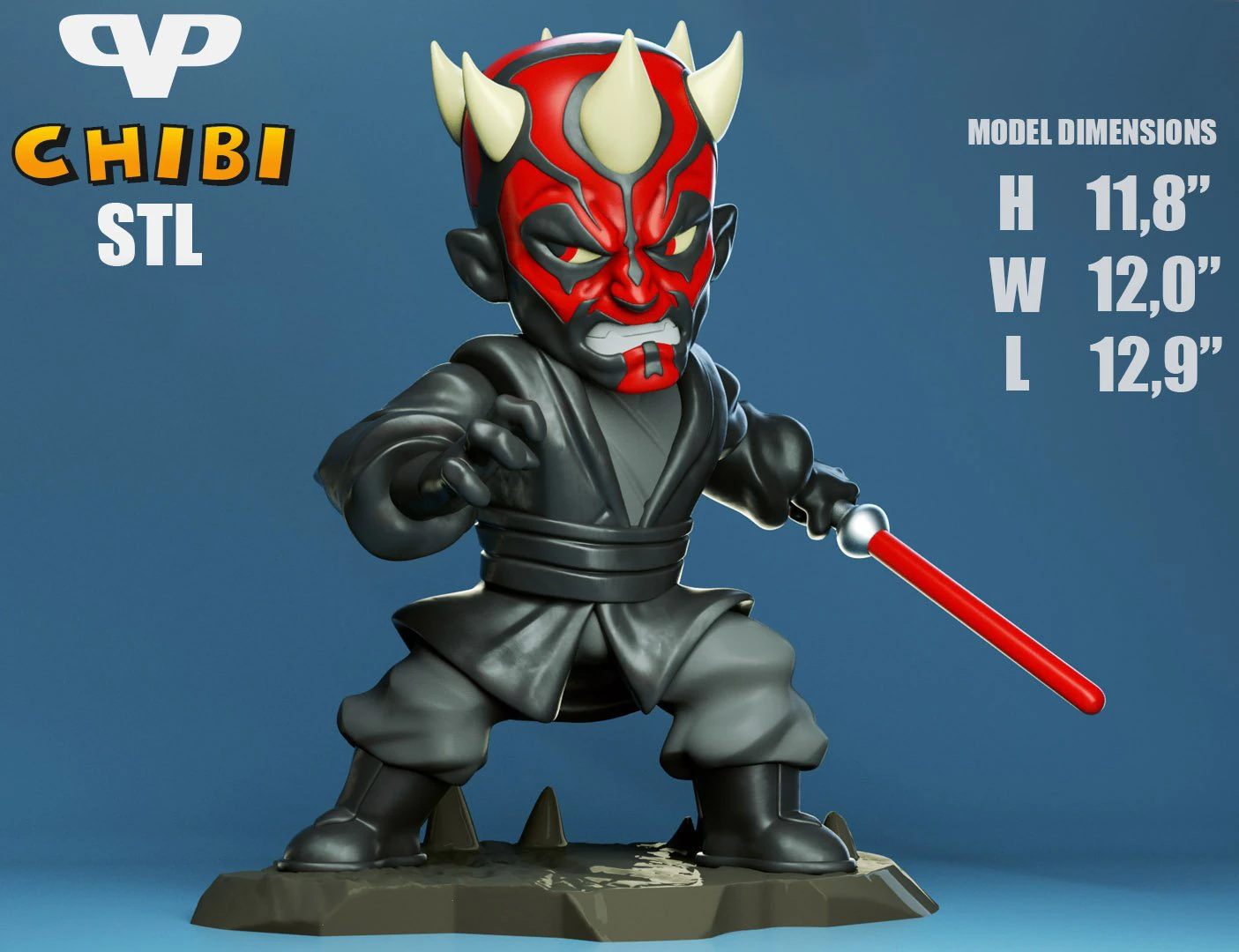 darth maul chibi - figure printable 3D Print Model .c4d .max .obj .3ds .fbx .stl .blend 