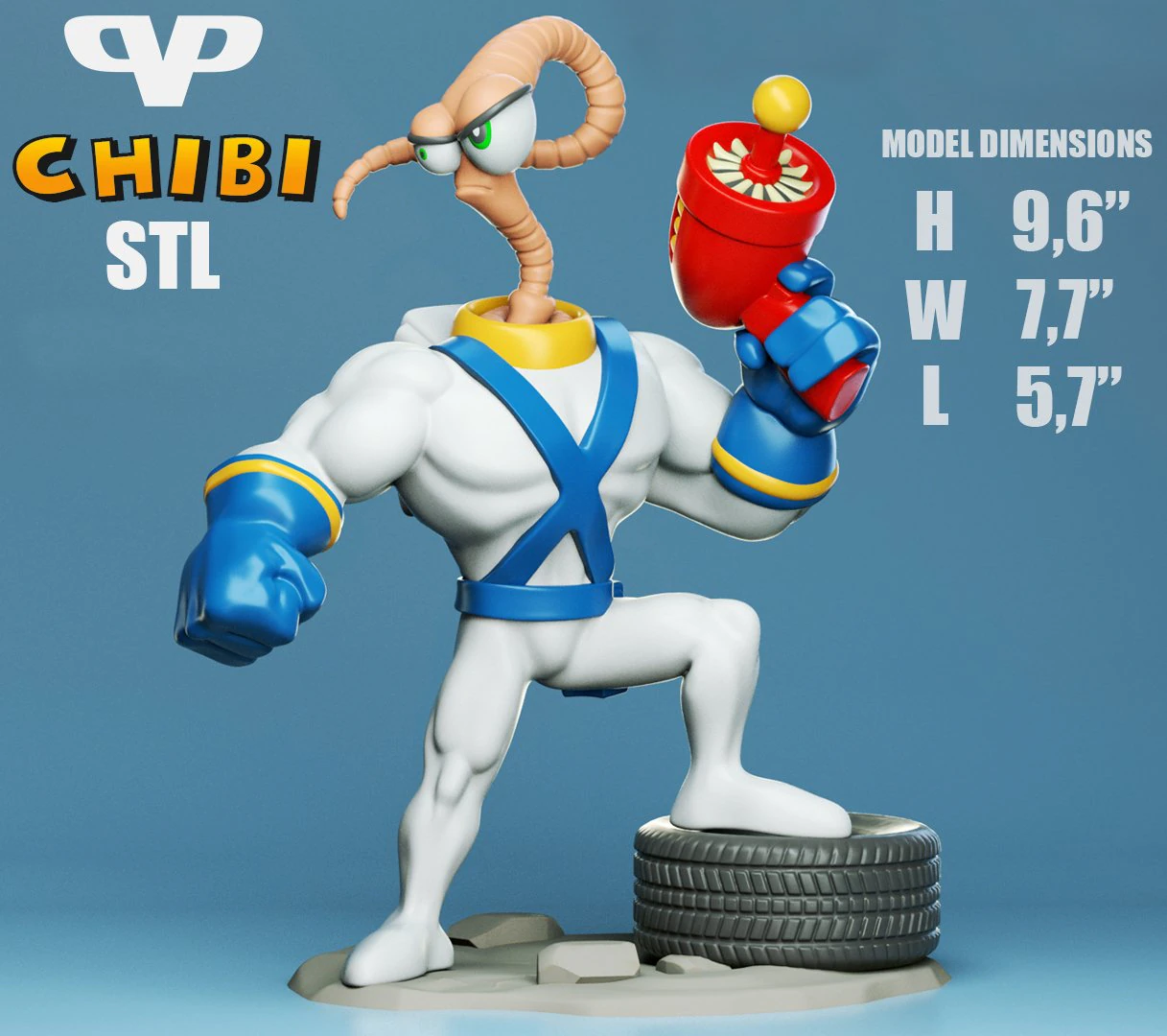 earthworm jim chibi - figure printable 3D Print Model .c4d .max .obj .3ds .fbx .stl .blend