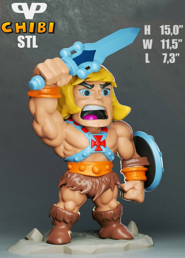 he-man chibi - figure printable 3D Print Model .c4d .max .obj .3ds .fbx .stl .blend 