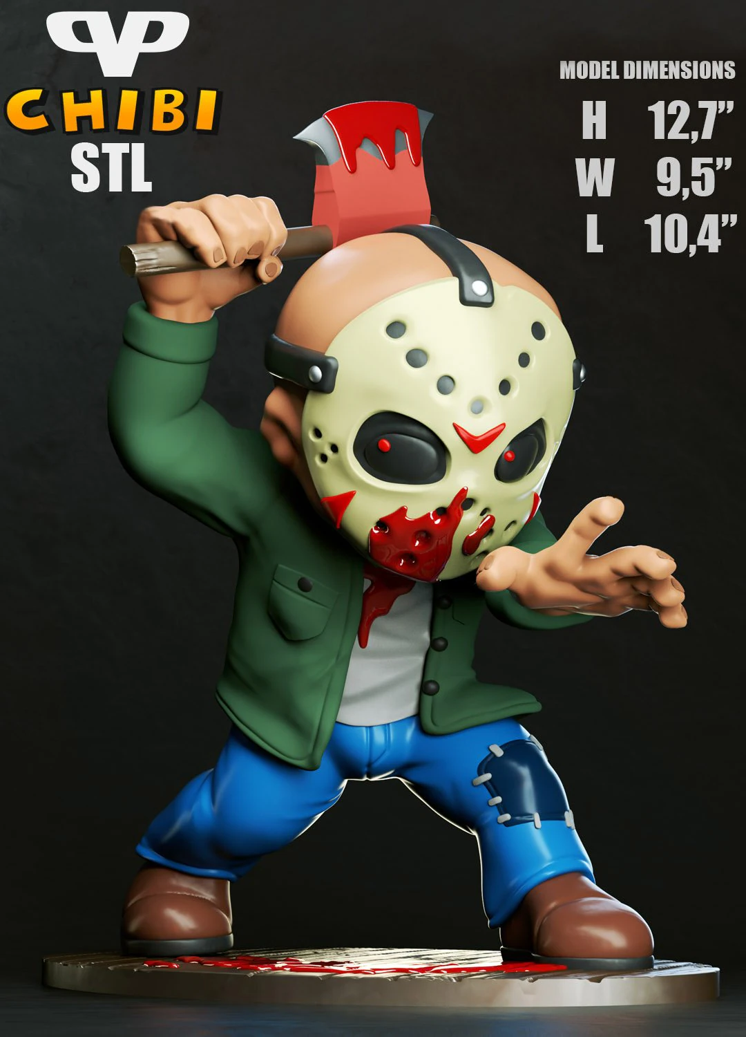 jason voorhees chibi - figure printable 3D Print Model .c4d .max .obj .3ds .fbx .stl .blend 