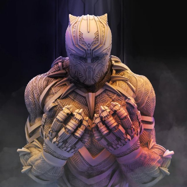 black panther bust - 2 heads printable 3D 打印模型 .c4d .max .obj .3ds .fbx .stl .blend 