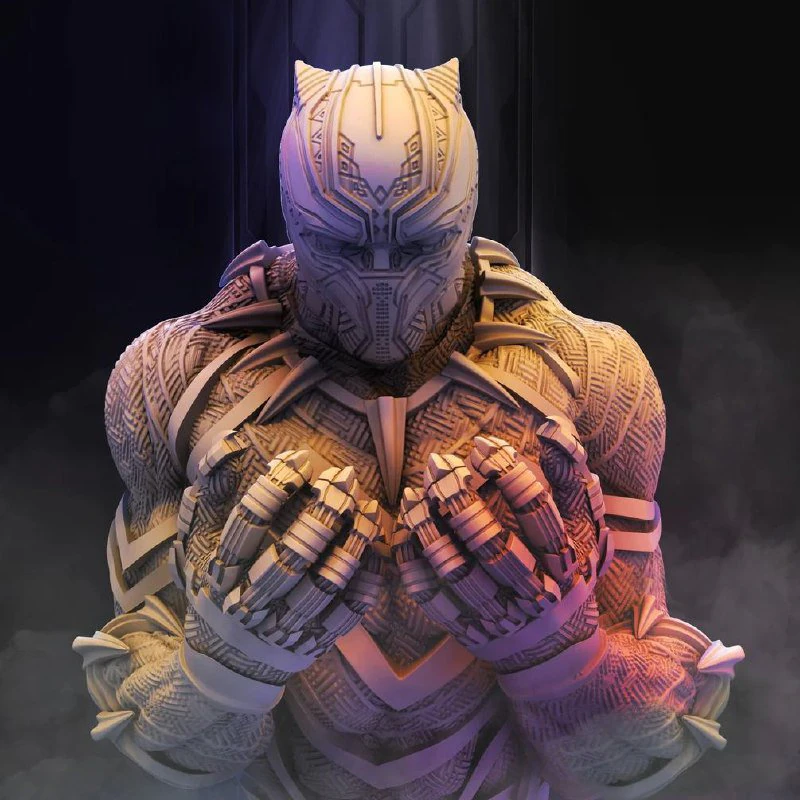 black panther bust - 2 heads printable 3D Print Model .c4d .max .obj .3ds .fbx .stl .blend