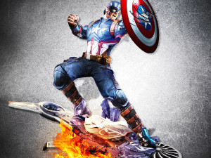captain america vs black panther - full diorama 3D Baskı Modeli