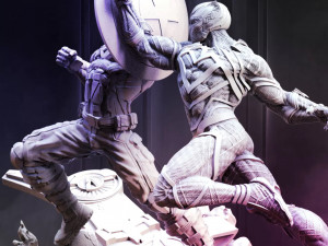captain america vs black panther - full diorama 3D Baskı Modeli