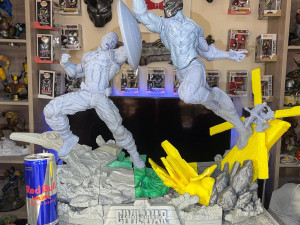 captain america vs black panther - full diorama 3D Baskı Modeli