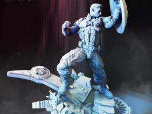 captain america vs black panther - full diorama 3D Baskı Modeli