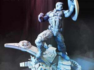 captain america vs black panther - full diorama 3D Print Model
