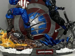 captain america vs black panther - full diorama 3D Baskı Modeli