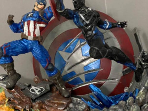 captain america vs black panther - full diorama 3D Baskı Modeli
