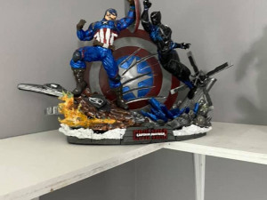 captain america vs black panther - full diorama 3D Baskı Modeli