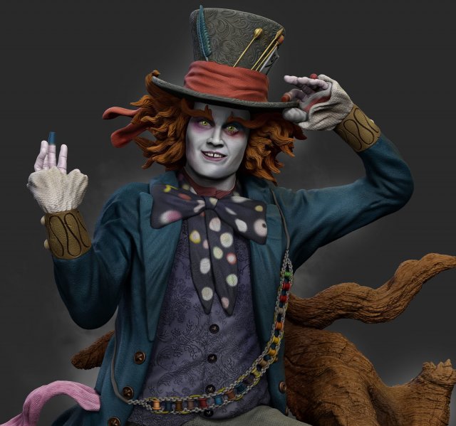 mad hatter printable statue 3d 3D Принт Модель .c4d .max .obj .3ds .fbx .stl .blend 