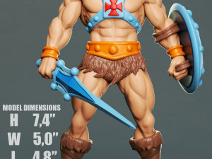 he-man figure printable - with sword and shild 3D Print Model