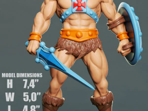 印刷可能な男性フィギュア - 剣と盾付き 3Dプリントモデル