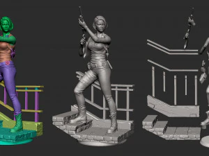 jill valentine - resident evil 3 - printable statue 3D Print Model
