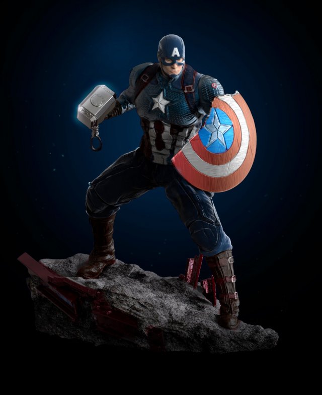 Captain America End Game - Figure Printable Modello di stampa 3D .c4d .max .obj .3ds .fbx .stl .blend 