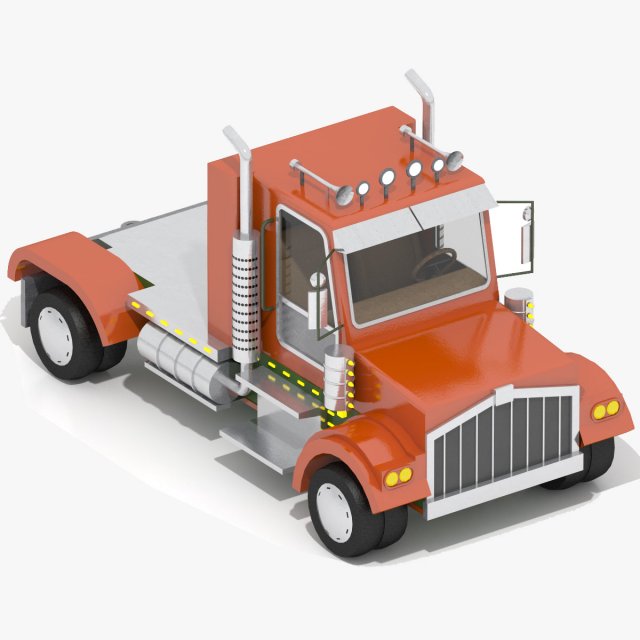 cartoon semi truck 3D Модель .c4d .max .obj .3ds .fbx .stl .blend 