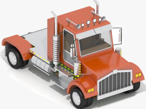 cartoon semi truck 3D Model