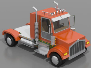 cartoon semi truck 3D Model