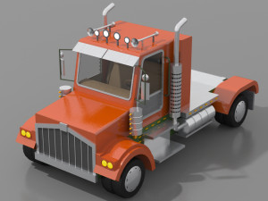 cartoon semi truck 3D Модель