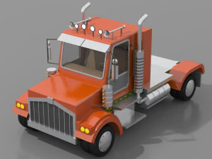 cartoon semi truck 3D Model